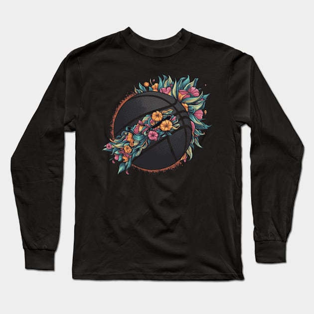 boho floral flowers for basketball player and lover Long Sleeve T-Shirt by YOUNESS98